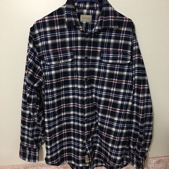 JACHS Thick, heavy %100 cotton twill plaid button down - Picture 2 of 9
